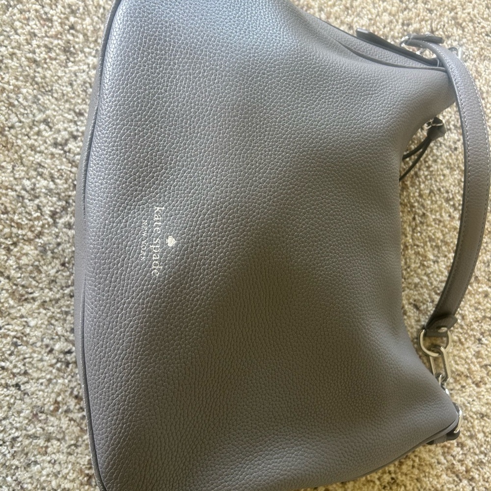 Kate Spade Pebbled Leather Hobo in Gray - Picture 3 of 7